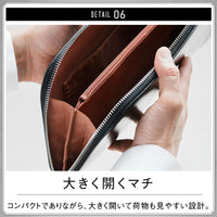コードバン調/カーボン レザー L字ファスナー コンパクト クラッチバッグ