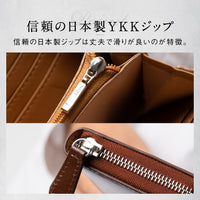 コードバン調 牛本革 フルグレイン スムースレザー YKKラウンドファスナー 長財布