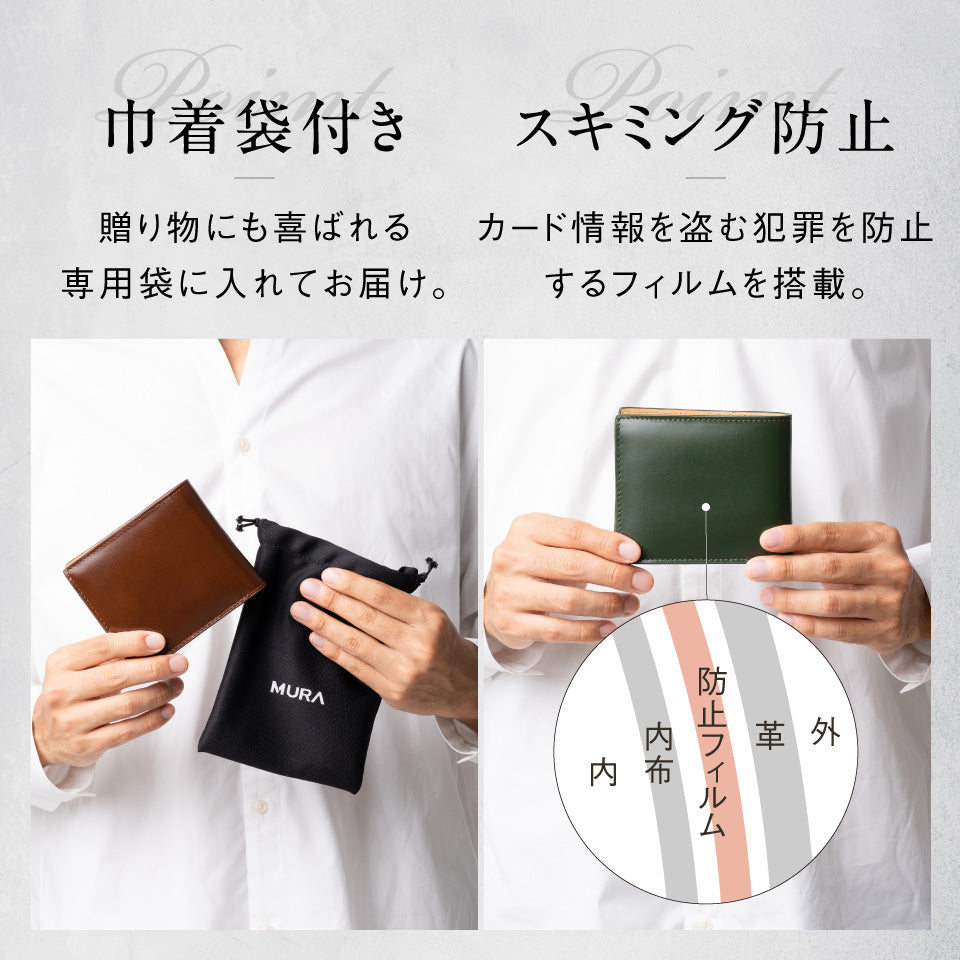 ク*ム様 コードバン　二つ折り財布　ブルー　carcru コードバン調 牛本革 フルグレイン スムースレザー ボックス型コイン