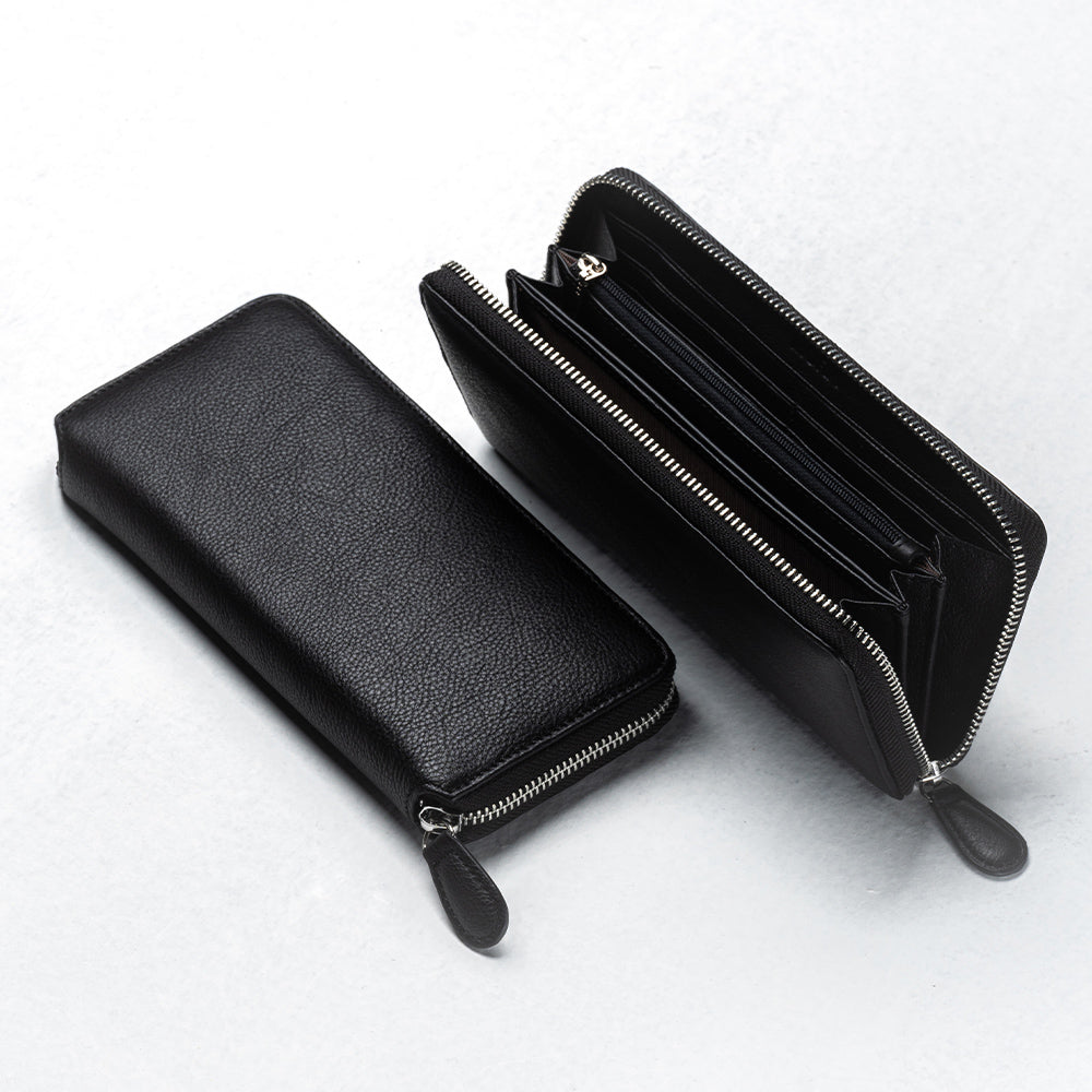 エコレザー ソフトシュリンク YKKラウンドファスナー 長財布