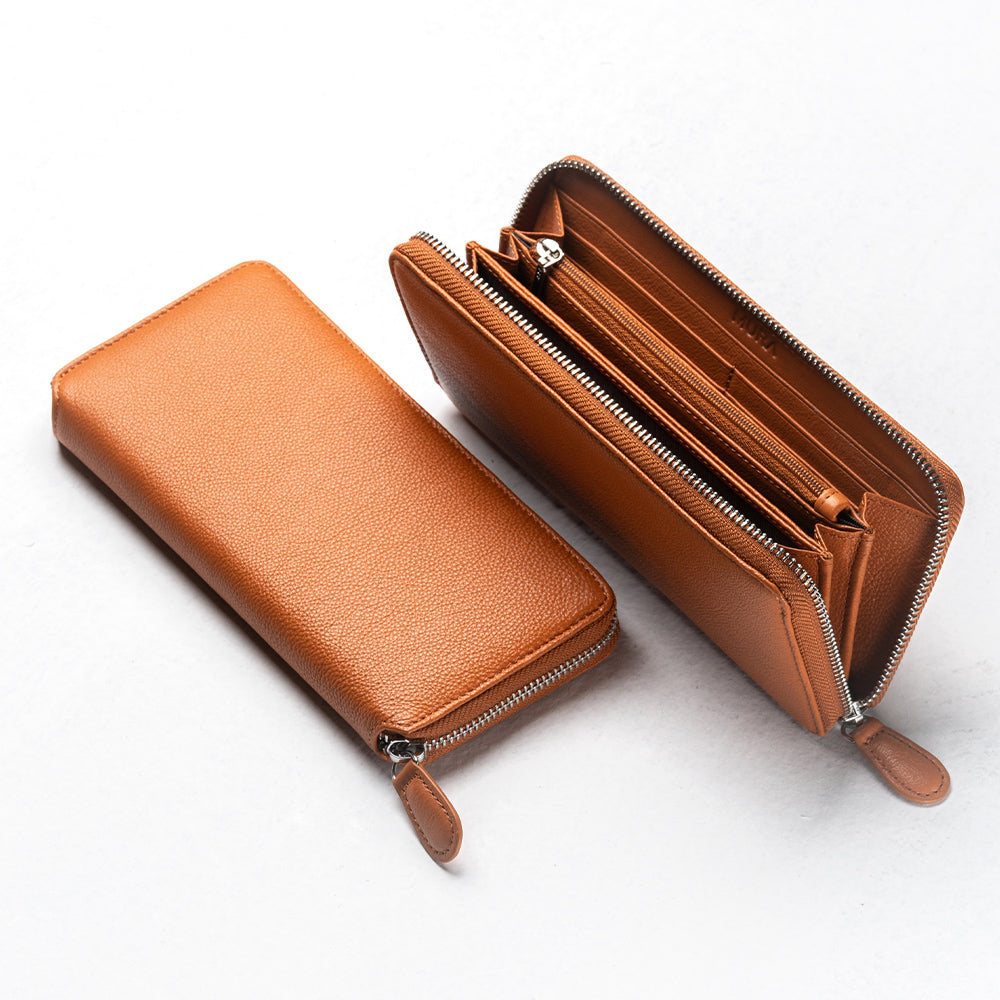 エコレザー ソフトシュリンク YKKラウンドファスナー 長財布