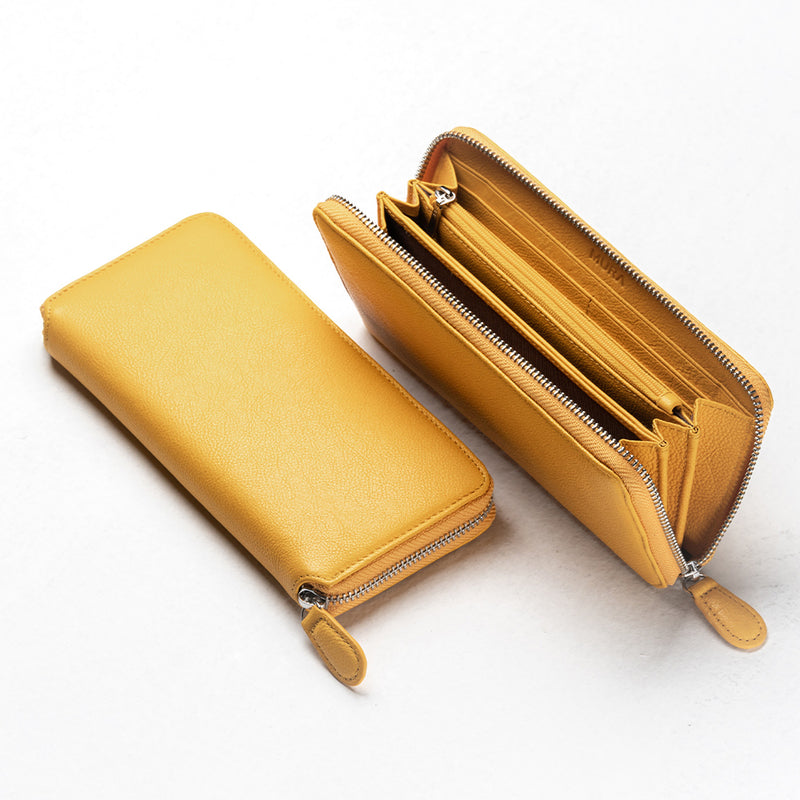 エコレザー ソフトシュリンク YKKラウンドファスナー 長財布