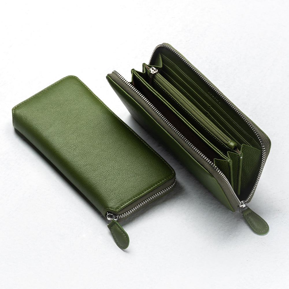 エコレザー ソフトシュリンク YKKラウンドファスナー 長財布