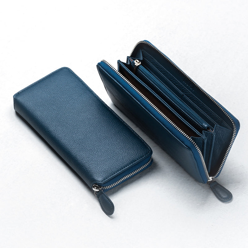 エコレザー ソフトシュリンク YKKラウンドファスナー 長財布