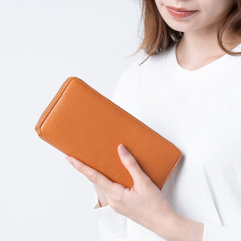 エコレザー ソフトシュリンク YKKラウンドファスナー 長財布