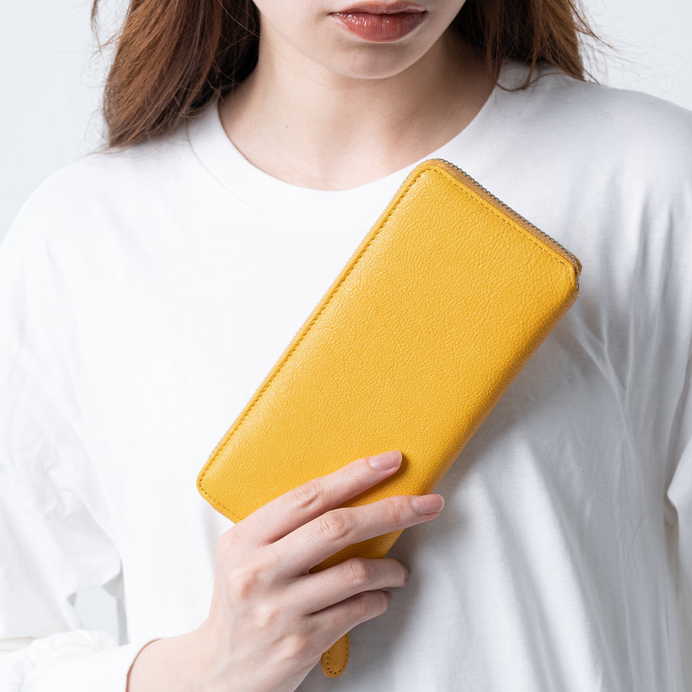 エコレザー ソフトシュリンク YKKラウンドファスナー 長財布