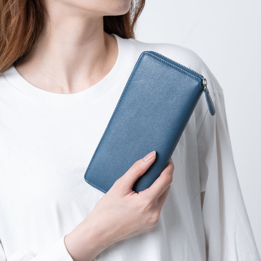 エコレザー ソフトシュリンク YKKラウンドファスナー 長財布