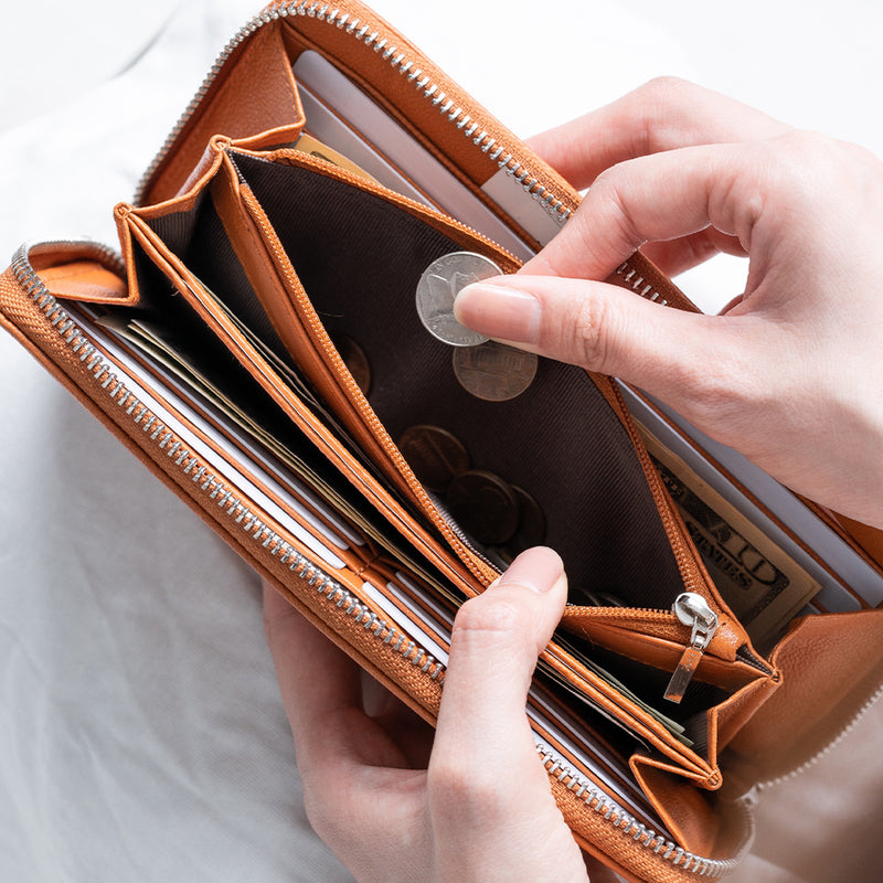 エコレザー ソフトシュリンク YKKラウンドファスナー 長財布