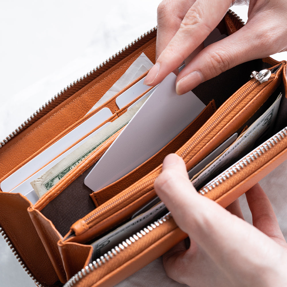 エコレザー ソフトシュリンク YKKラウンドファスナー 長財布