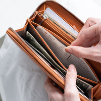 エコレザー ソフトシュリンク YKKラウンドファスナー 長財布