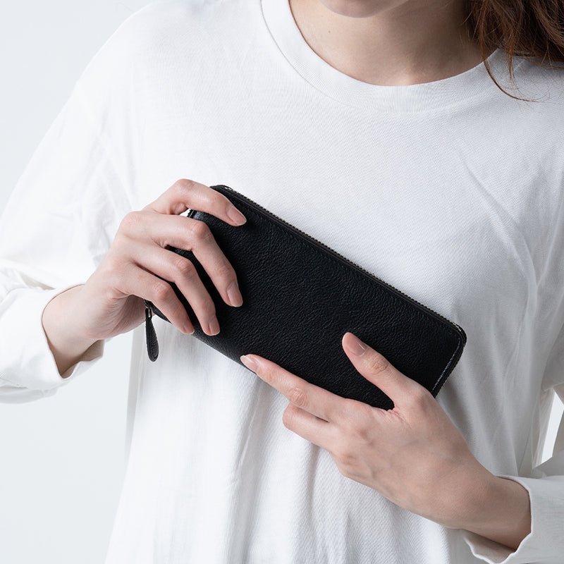 エコレザー ソフトシュリンク YKKラウンドファスナー 長財布