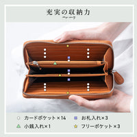 エコレザー ソフトシュリンク YKKラウンドファスナー 長財布