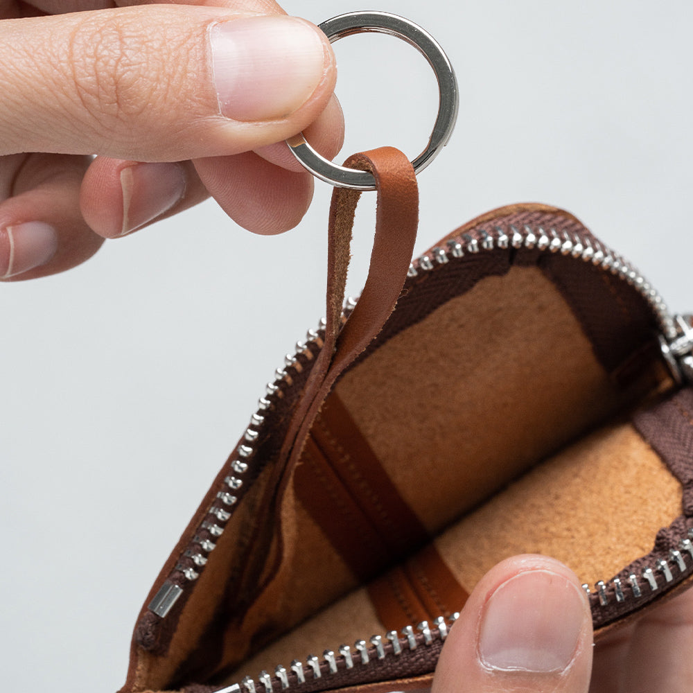 牛本革 キーリング付き マルチ収納ケース