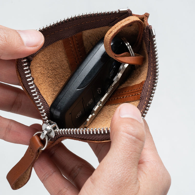 牛本革 キーリング付き マルチ収納ケース