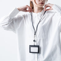 牛本革 ネックストラップ付 伸縮リール  IDカードケース