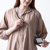 牛本革 ネックストラップ付 伸縮リール  IDカードケース