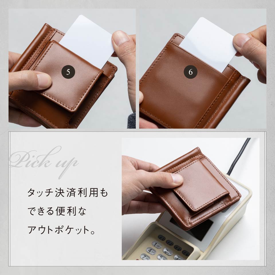 小銭入れ付き コードバン調 牛本革 二つ折りマネークリップ – MURA