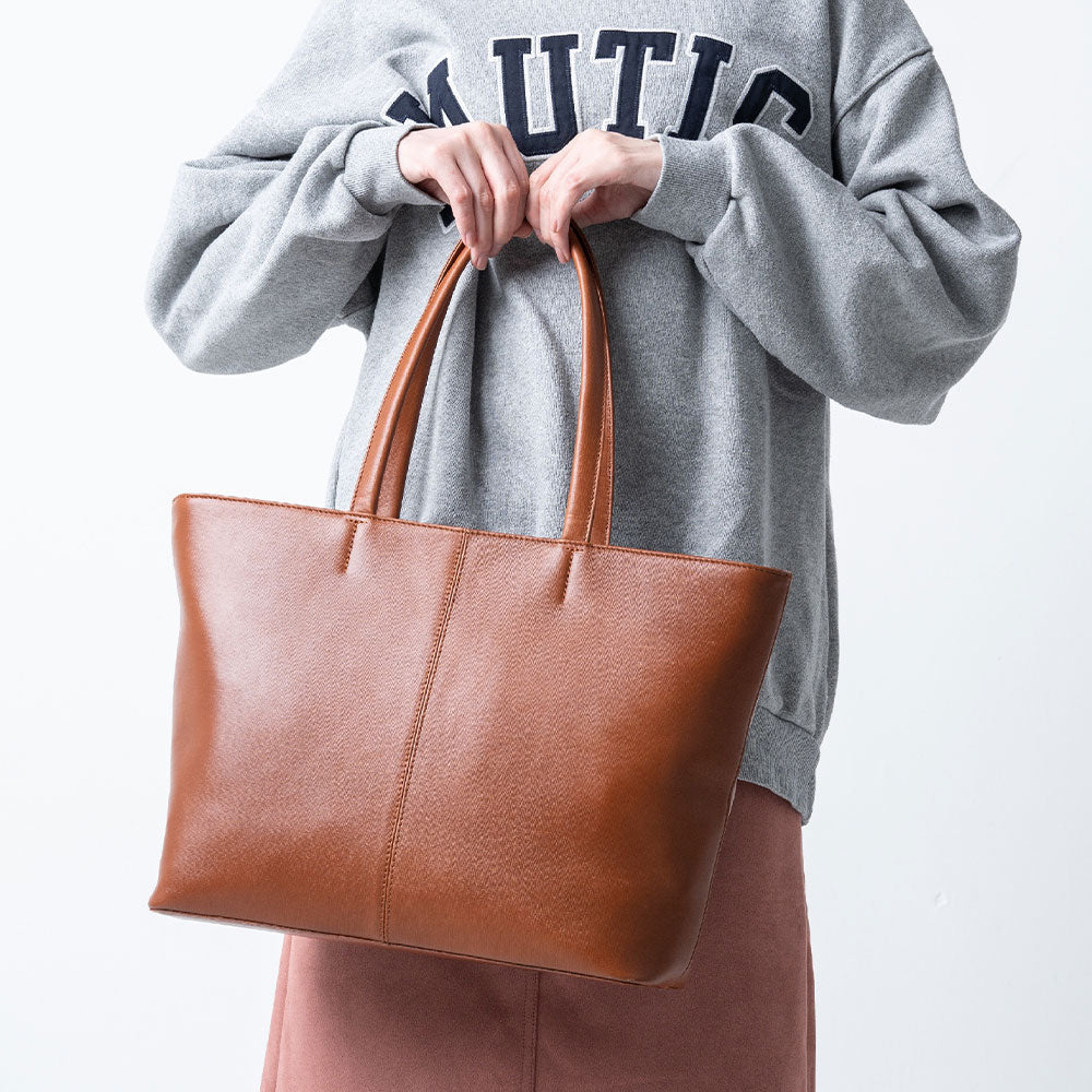 本革 サフィアーノレザー シンプル トートバッグ
