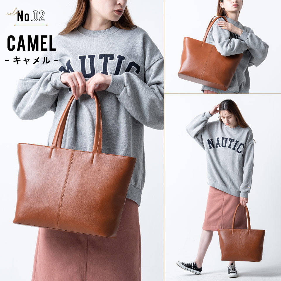 本革 サフィアーノレザー シンプル トートバッグ