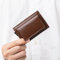 RFIDスキミング防止 コードバン調牛本革 三つ折り ミニ財布