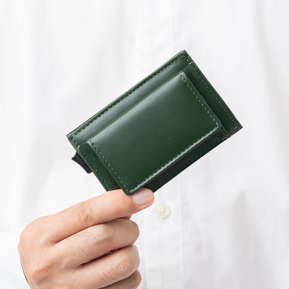 RFIDスキミング防止 コードバン調牛本革 三つ折り ミニ財布