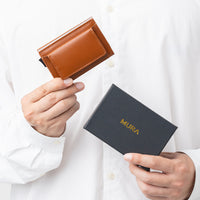 RFIDスキミング防止 コードバン調牛本革 三つ折り ミニ財布