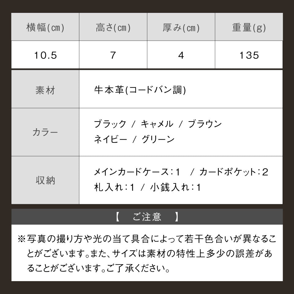 RFIDスキミング防止 コードバン調牛本革 三つ折り ミニ財布