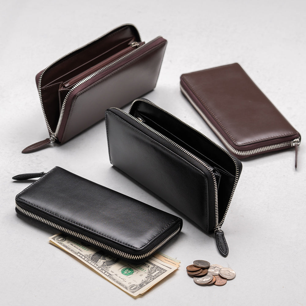 ゴートレザー YKK ラウンドファスナー 長財布