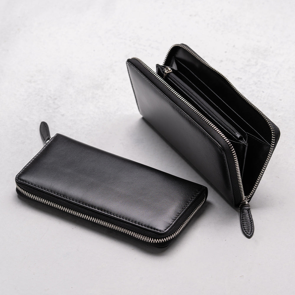 ゴートレザー YKK ラウンドファスナー 長財布