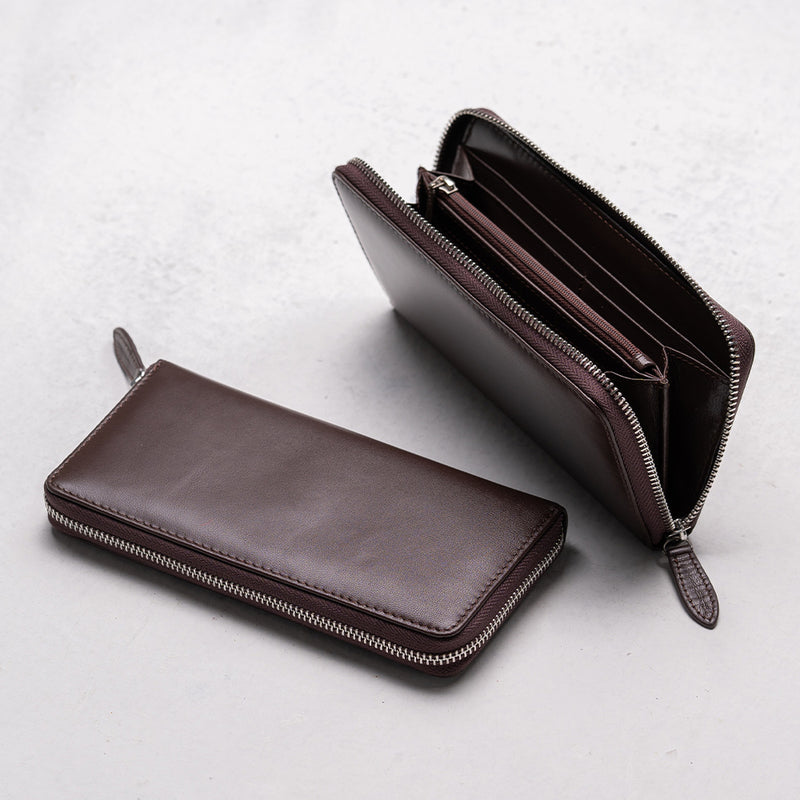 ゴートレザー YKK ラウンドファスナー 長財布