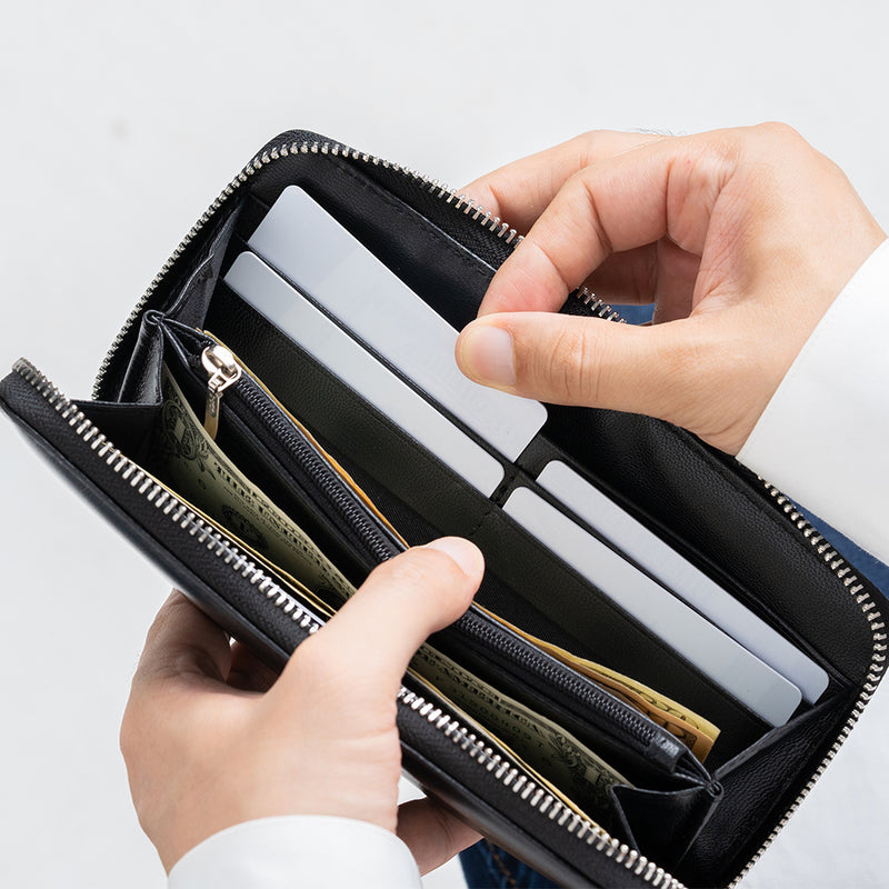 ゴートレザー YKK ラウンドファスナー 長財布