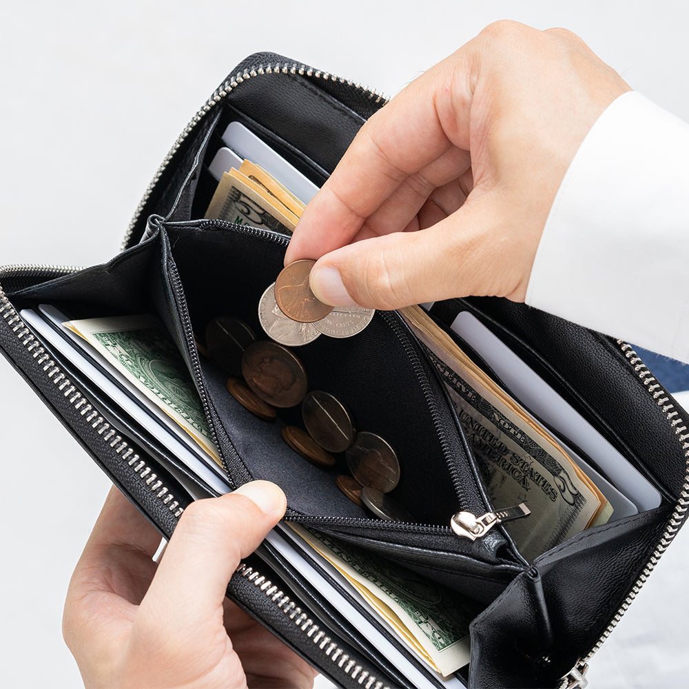 ゴートレザー YKK ラウンドファスナー 長財布