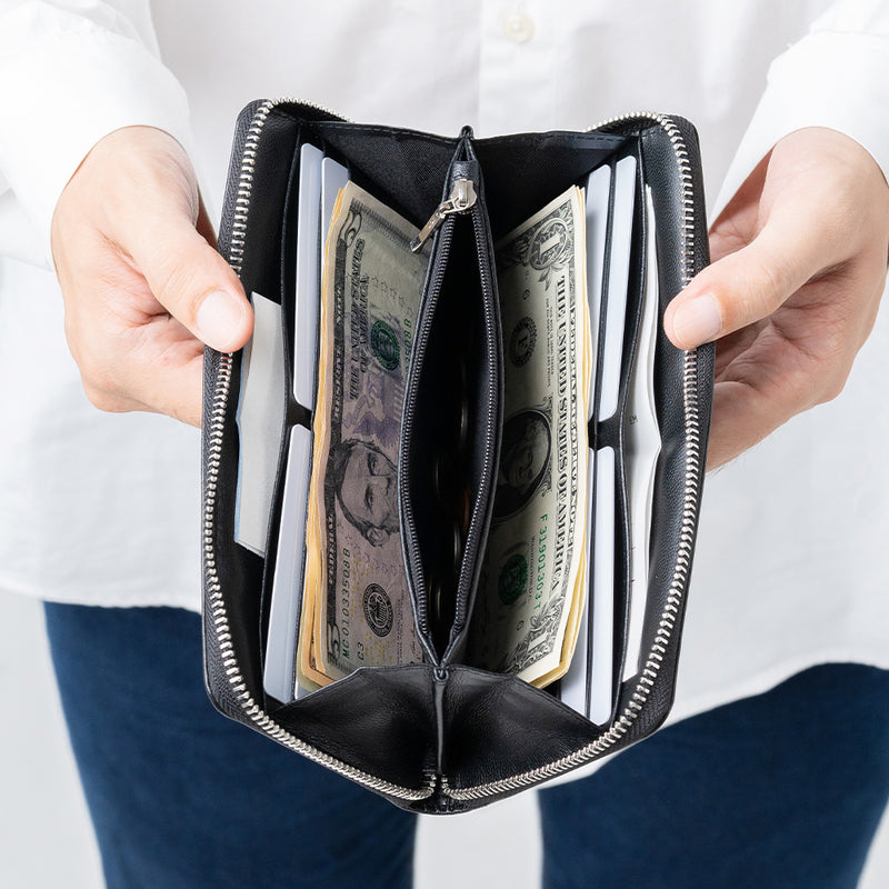 ゴートレザー YKK ラウンドファスナー 長財布