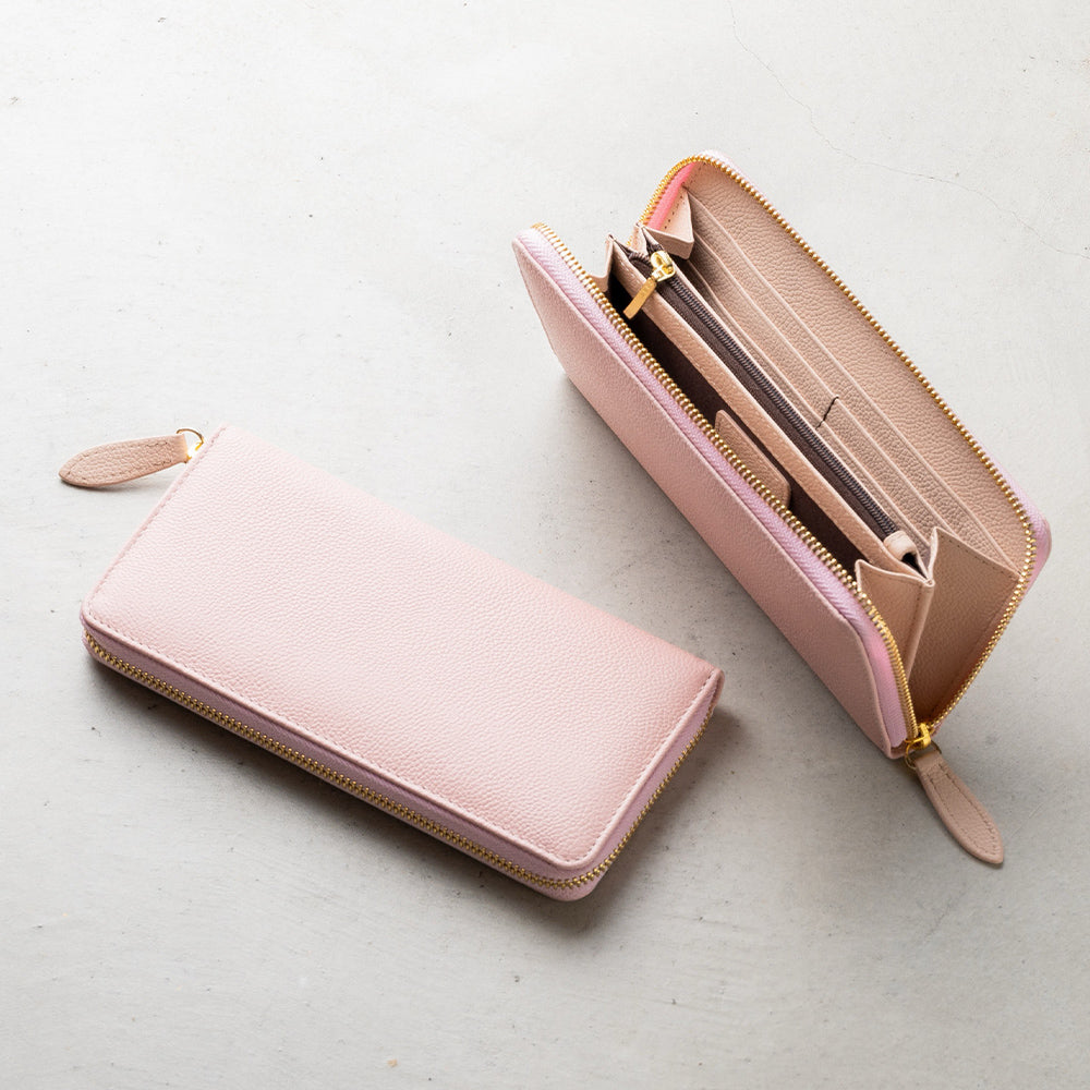 【改良版】ソフトシュリンクレザー バイカラー ラウンドファスナー 長財布