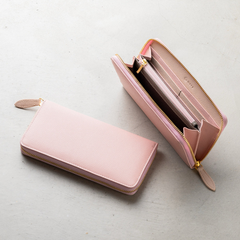 【改良版】ソフトシュリンクレザー バイカラー ラウンドファスナー 長財布