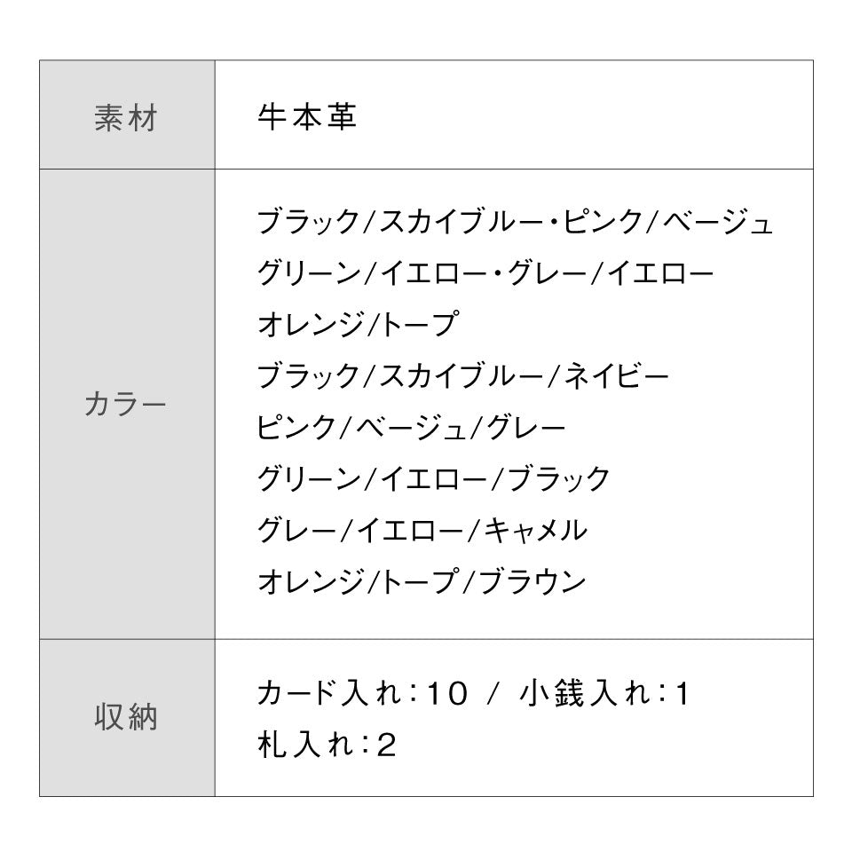 牛革 ツートンカラー 隠しポケット付 スリム 二つ折り財布