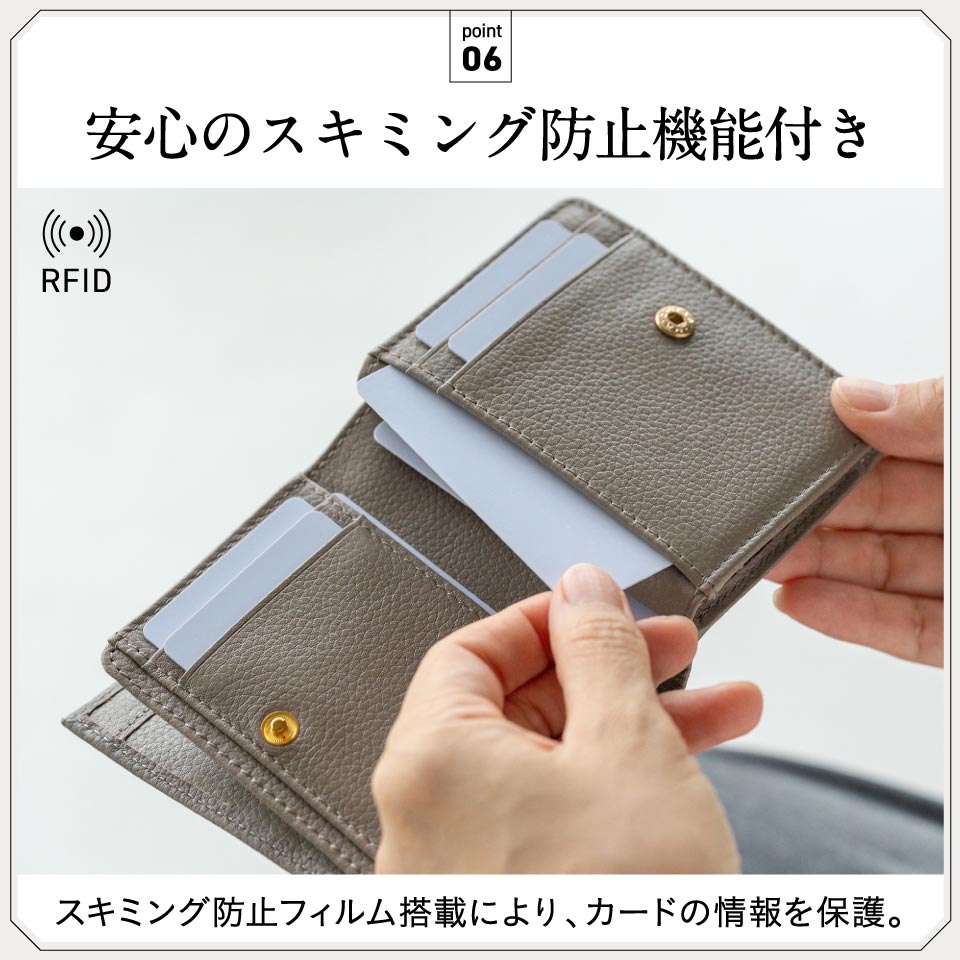 牛革 シュリンクレザー ゴールドファスナー ボタン閉じ 二つ折り財布