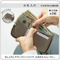 牛革 シュリンクレザー YKKラウンドファスナー ボックス型小銭入れ 二つ折り財布