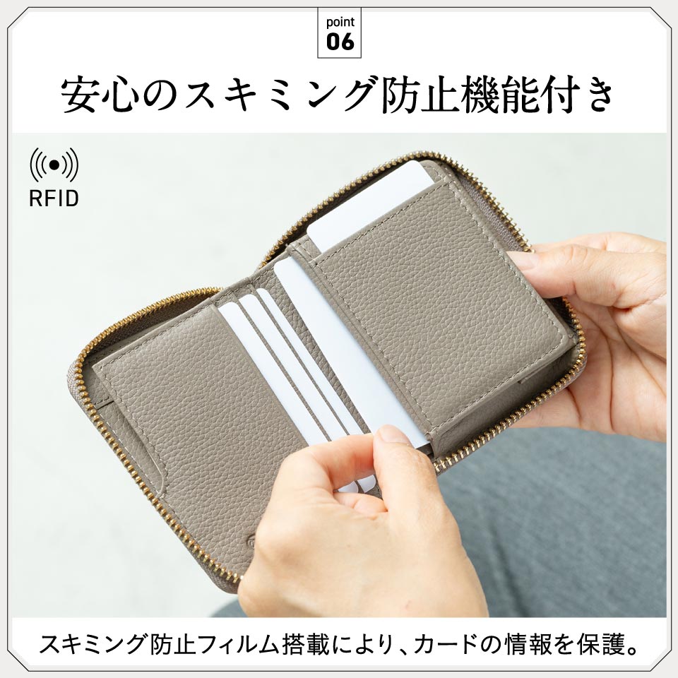 牛革 シュリンクレザー YKKラウンドファスナー ボックス型小銭入れ 二つ折り財布