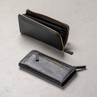 牛革 シュリンクレザー スキミング防止 YKK L字ファスナー長財布