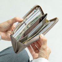 牛革 シュリンクレザー スキミング防止 YKK L字ファスナー長財布