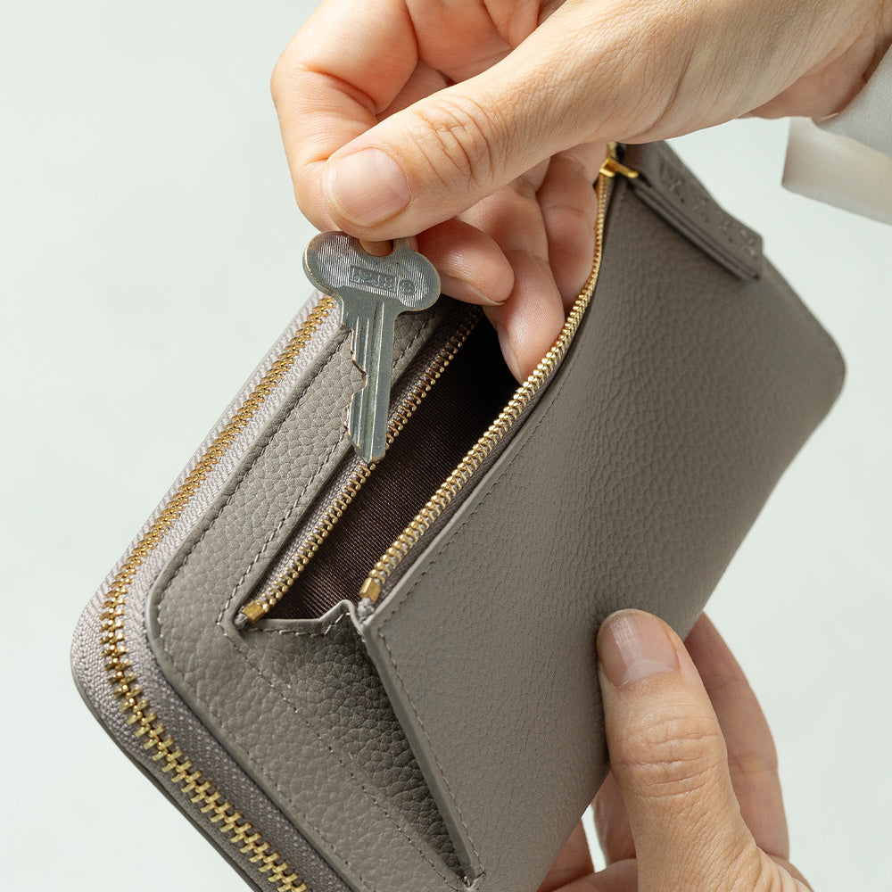 牛革 シュリンクレザー スキミング防止 YKK L字ファスナー長財布