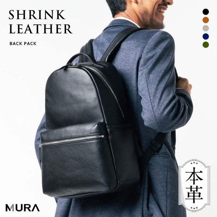 シュリンクレザー ダブルジッパー バックパック 牛本革リュック