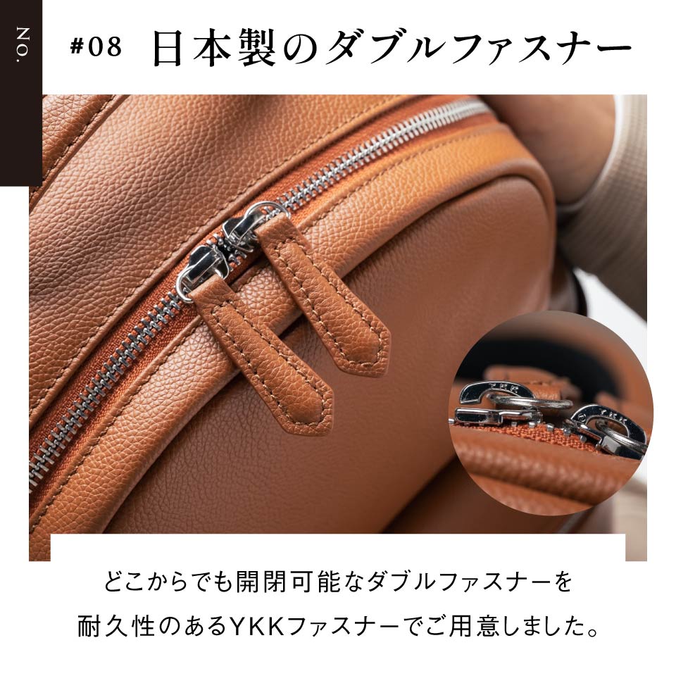 MURA ムラ　シュリンクレザー ダブルジッパー バックパック 牛本革リュック シュリンクレザー ダブルジッパー バックパック 牛本革リュック