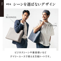 シュリンクレザー シンプル スマホポケット付き本革トートバッグ