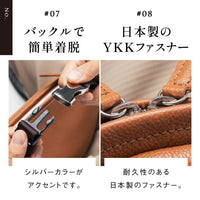 牛革シュリンクレザー YKKファスナー ボディバッグ ウエストポーチ