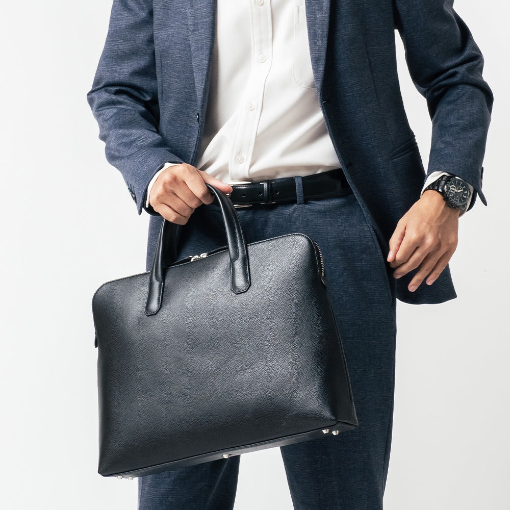 薄型 ダブルジッパー YKKファスナー 牛革 ビジネス ブリーフケース