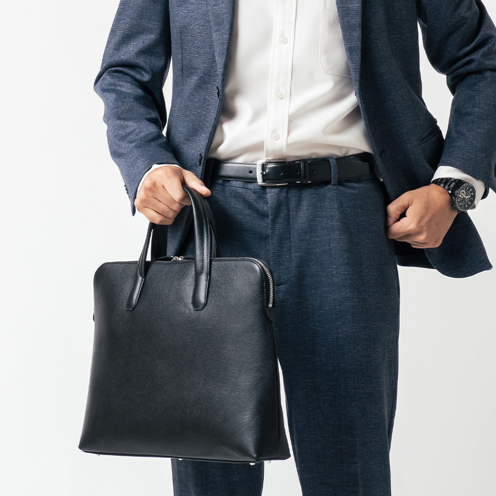 薄型 ダブルジッパー YKKファスナー 牛革 ビジネス ブリーフケース