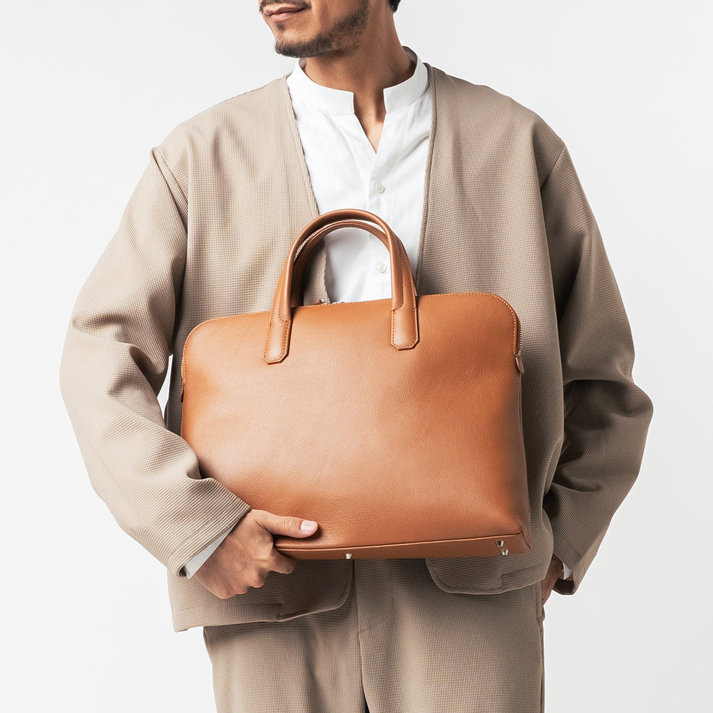 薄型 ダブルジッパー YKKファスナー 牛革 ビジネス ブリーフケース