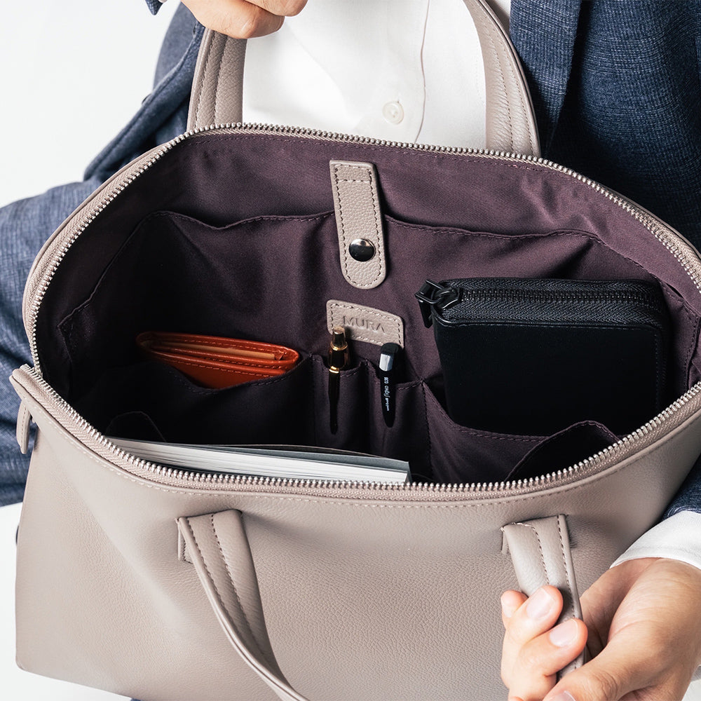 薄型 ダブルジッパー YKKファスナー 牛革 ビジネス ブリーフケース